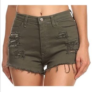 Distressed Festival Style High Waisted Shorts